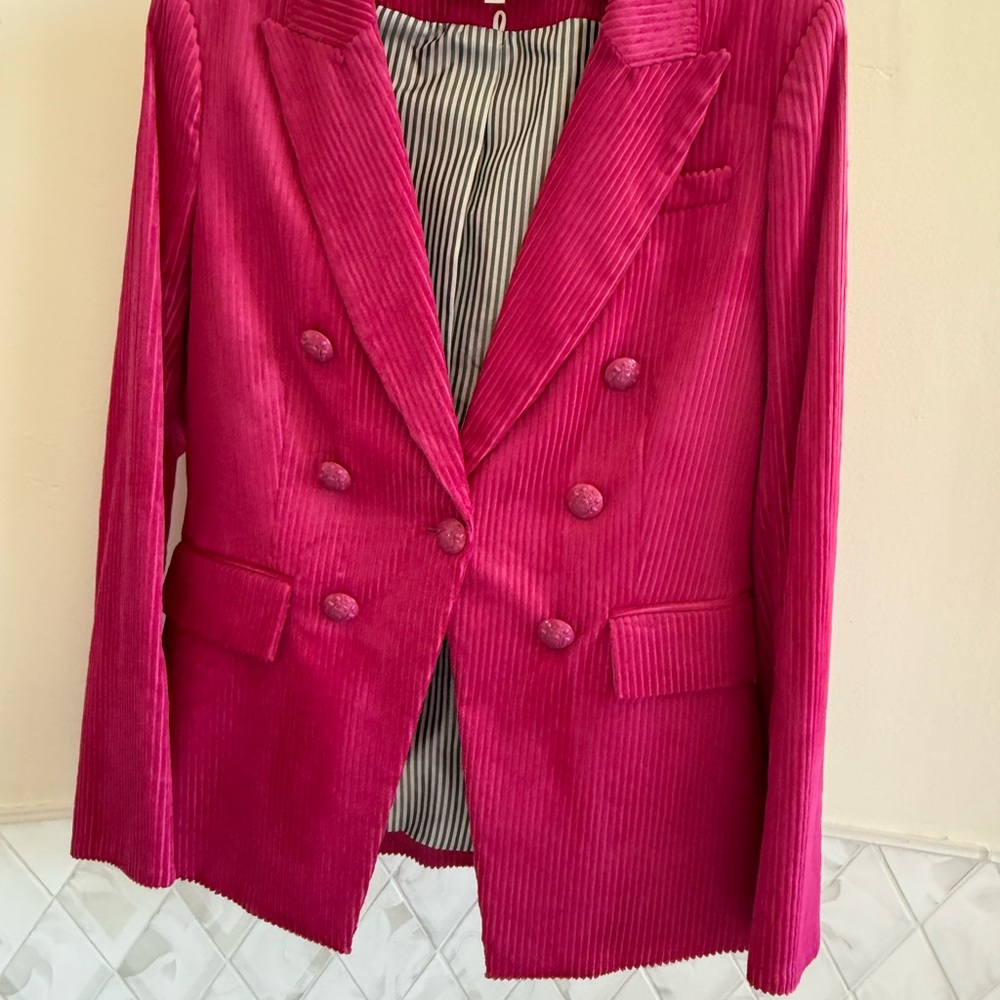 Veronica Beard Fuchsia Double-Breasted Blazer
